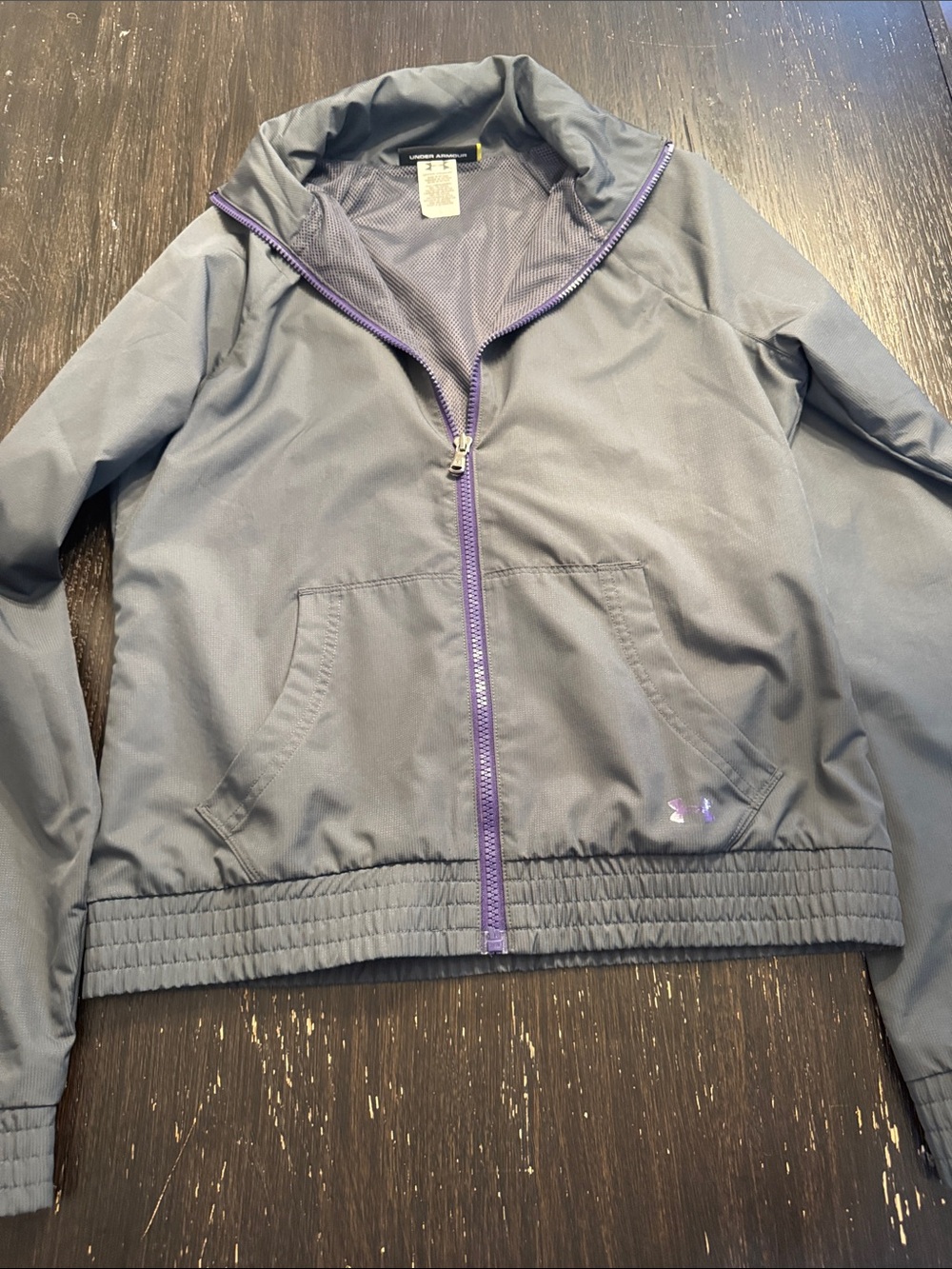 Under Armour Gray Jacket with Purple Zipper Trim